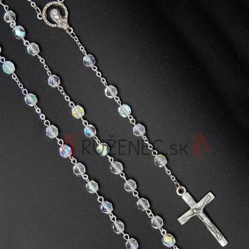 Rózsafüzér - 6mm áttetsző + csillogó kristály