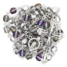 Rózsafüzér - 6mm áttetsző + KEZ csillogó kristály