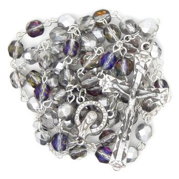 Rózsafüzér - 6mm áttetsző + KEZ csillogó kristály