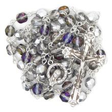 Rózsafüzér - 6mm áttetsző + KEZ csillogó kristály