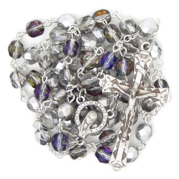 Rózsafüzér - 6mm áttetsző + KEZ csillogó kristály