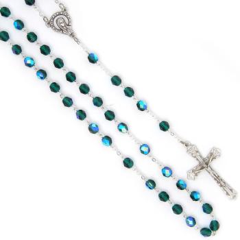 Rózsafüzér - 6mm zöld+csillogó kristály