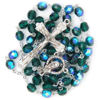 Rózsafüzér - 6mm zöld+csillogó kristály