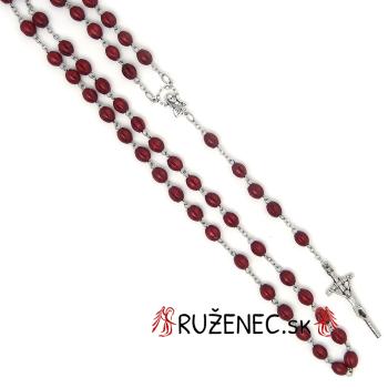 Fa rózsafüzér - 6x8mm-es bordó fa gyöngyökből