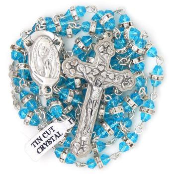 Rózsafüzér - 6x8mm-es metszett köves gyöngyökből - világoskék