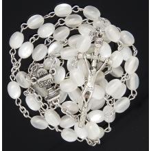 Rózsafüzér - fehér gyöngyház gyöngyök 6x8mm