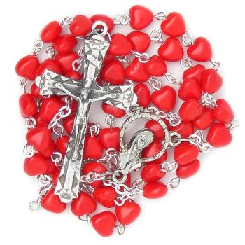 Rózsafüzér - piros szívecskék 6mm