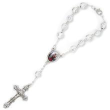 Autós rózsafüzér - fehér + kereszt - st