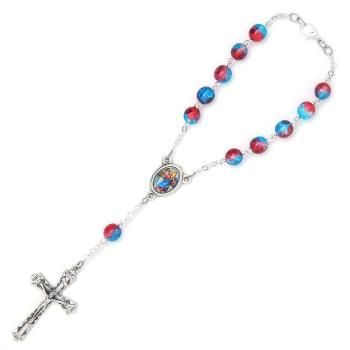 Autós rózsafüzér - piros + kék