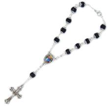 Autós rózsafüzér - fekete kristály + kosaras