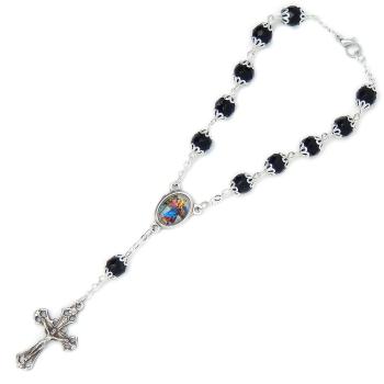 Autós rózsafüzér - fekete kristály + kosaras