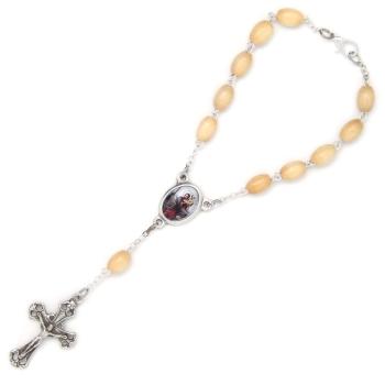 Autós rózsafüzér - fa - natur