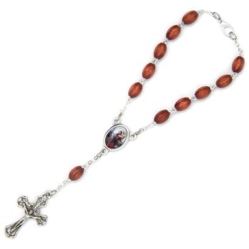 Autós rózsafüzér - fa - világosbarna