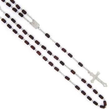 Fa rózsafüzér - 5x8mm-es sötétbarna fa gyöngyökből