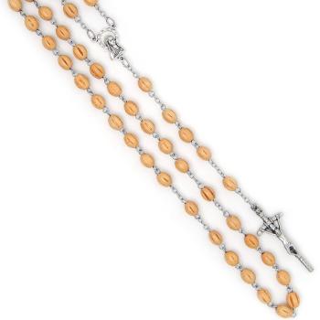 Fa rózsafüzér - 6x8mm naturszín gyöngyökből