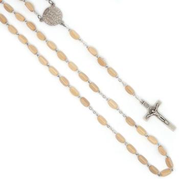 Fa rózsafüzér - 6x9mm naturszín gyöngyökből