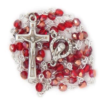 Rózsafüzér - aprószemű - 4mm piros csiszolt kristály