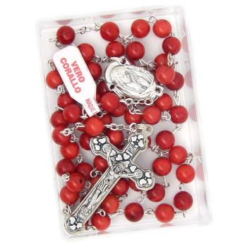 Rózsafüzér - vörös Korall - 6mm