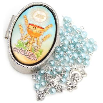 Rózsafüzér  fémdobozban - elsőáldozásra - IHS