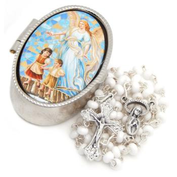 Rózsafüzér  fémdobozban - Őrangyal