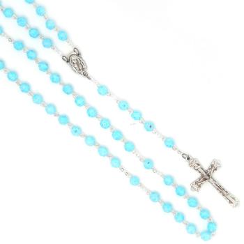 Rózsafüzér - 6mm matt halványkék üveggyöngy