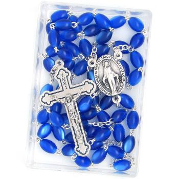 Rózsafüzér - kék gyöngyház gyöngyök 5x7mm