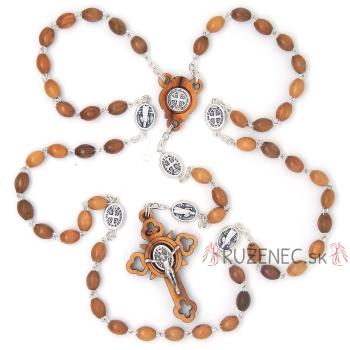 Fa rózsafüzér - 7x5mm olivafa - Szent Bendek - 4885
