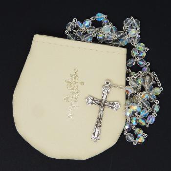 Rózsafüzér műbőr tokban - fehér