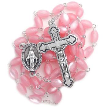 Rózsafüzér - rózsaszín gyöngyház gyöngyök 5x7mm