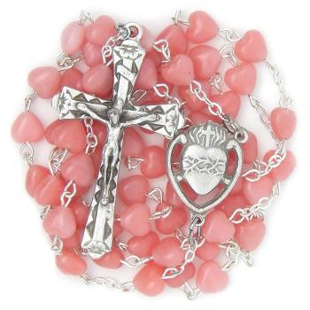 Rózsafüzér - rózsaszín szívecskék 6mm