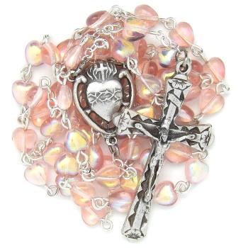 Rózsafüzér - rózsaszín szívecskék 6mm