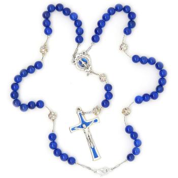 Rózsafüzér - metszett köves gyöngyökkel - 6mm kék golyók
