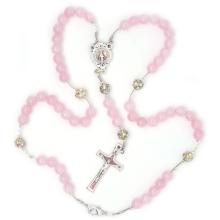 Rózsafüzér - metszett köves gyöngyökkel - 6mm rózsaszín golyók<br>