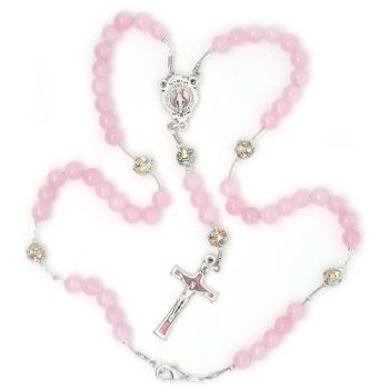 Rózsafüzér - metszett köves gyöngyökkel - 6mm rózsaszín golyók<br>