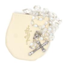 Rózsafüzér műbőr tokban - fehér
