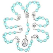 Fájdalmas rózsafüzér 7x7 - halványkék gyöngyház