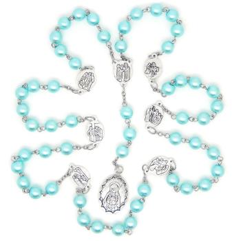 Fájdalmas rózsafüzér 7x7 - halványkék gyöngyház
