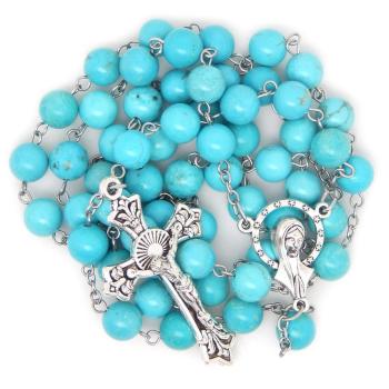 Rózsafüzér - Türkiz - 8mm