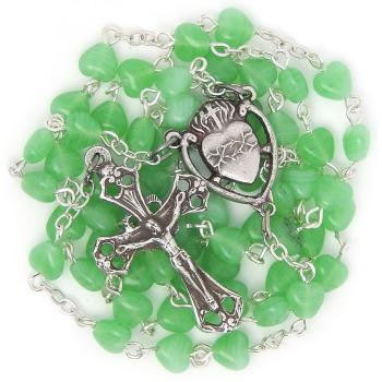 Rózsafüzér - zöld szívecskék 6mm