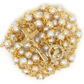 Rózsafüzér - aranyszín kosaras 