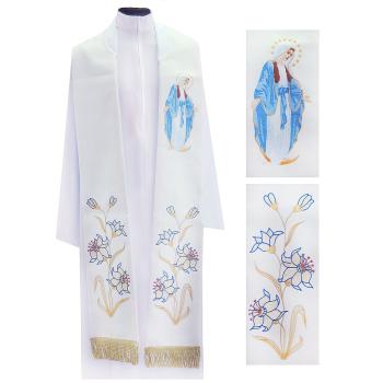 Fehér stóla hímzett segítő Mária képpel