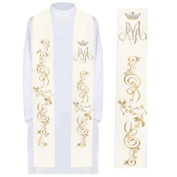Fehér stóla hímzett Mária motívumokkal + ornament