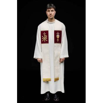 Fehér stóla hímzett - Eucharisztia + PX mintával 