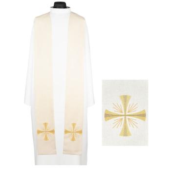 Fehér stóla hímzett kereszt díszítéssel