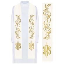 Fehér stóla hímzett IHS + ornamentum 2