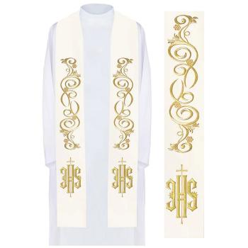 Fehér stóla hímzett IHS + ornamentum 2