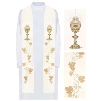 Fehér stóla hímzett Eucharisztia mintával