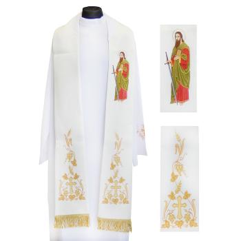 Fehér stóla hímzett Szent Pál képpel