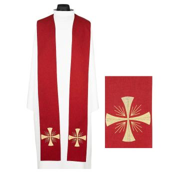 Piros stóla hímzett kereszt díszítéssel