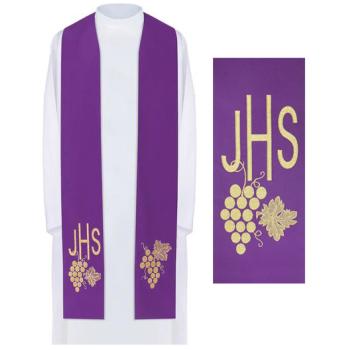 Lila stóla hímzett szőlő + IHS díszítéssel